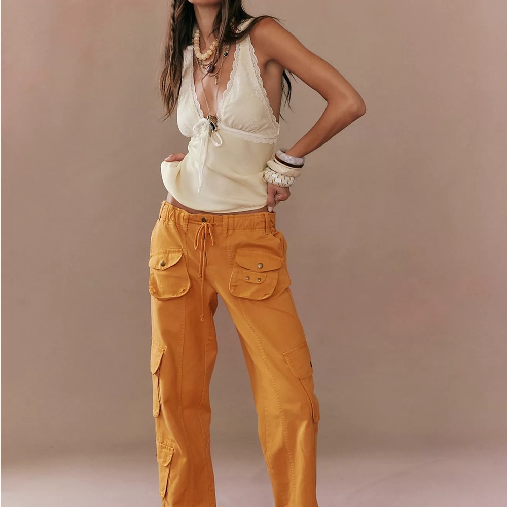 Free people Tahiti pull on cargo pants in Coral